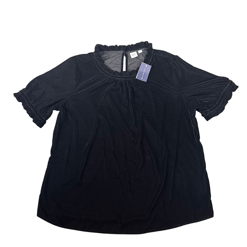 Gap Women's Black Velvet Ruffle Sleeve Top Size M